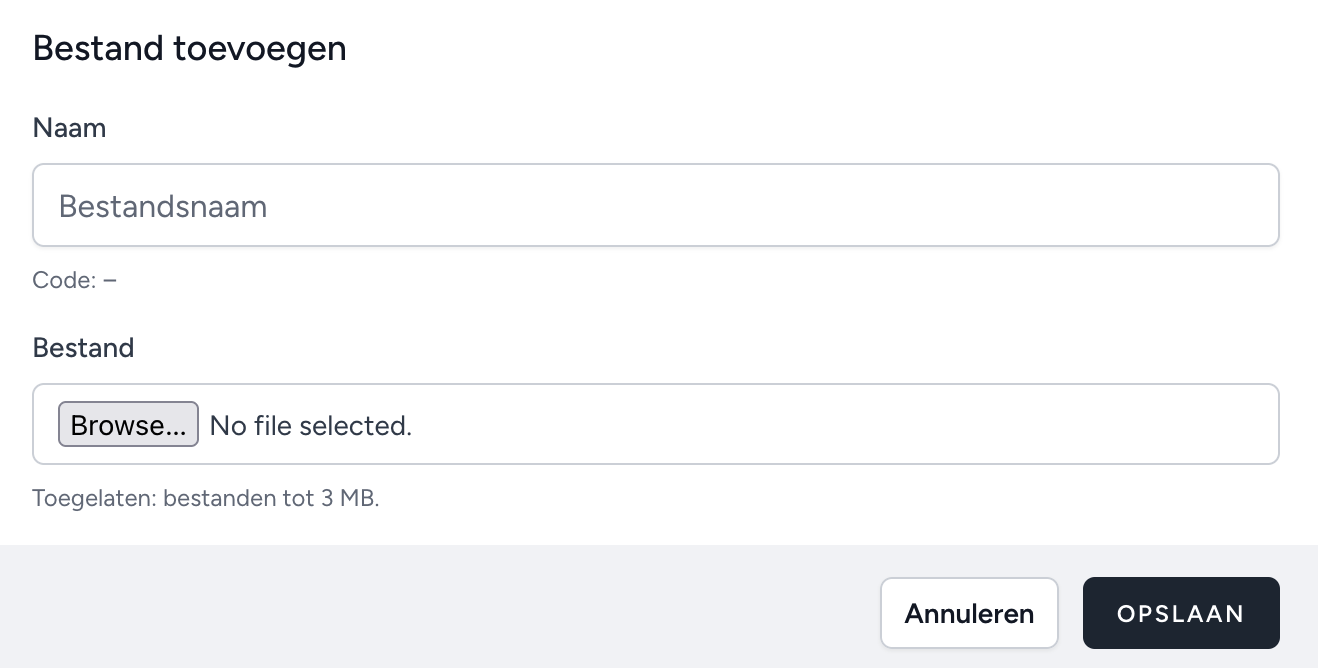 Dialoog om een nieuw bestand toe te voegen