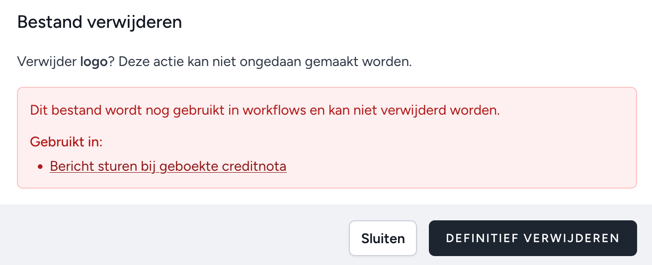 Foutmelding bij een bestand dat nog in gebruik is