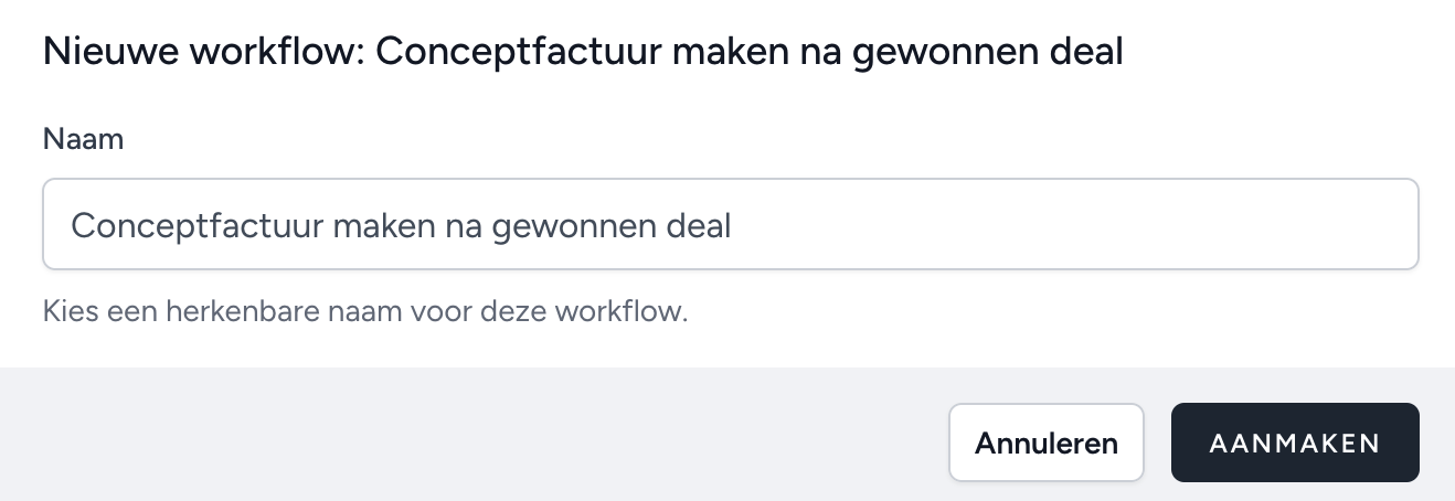 Wizard om naam, activatie en koppeling te kiezen